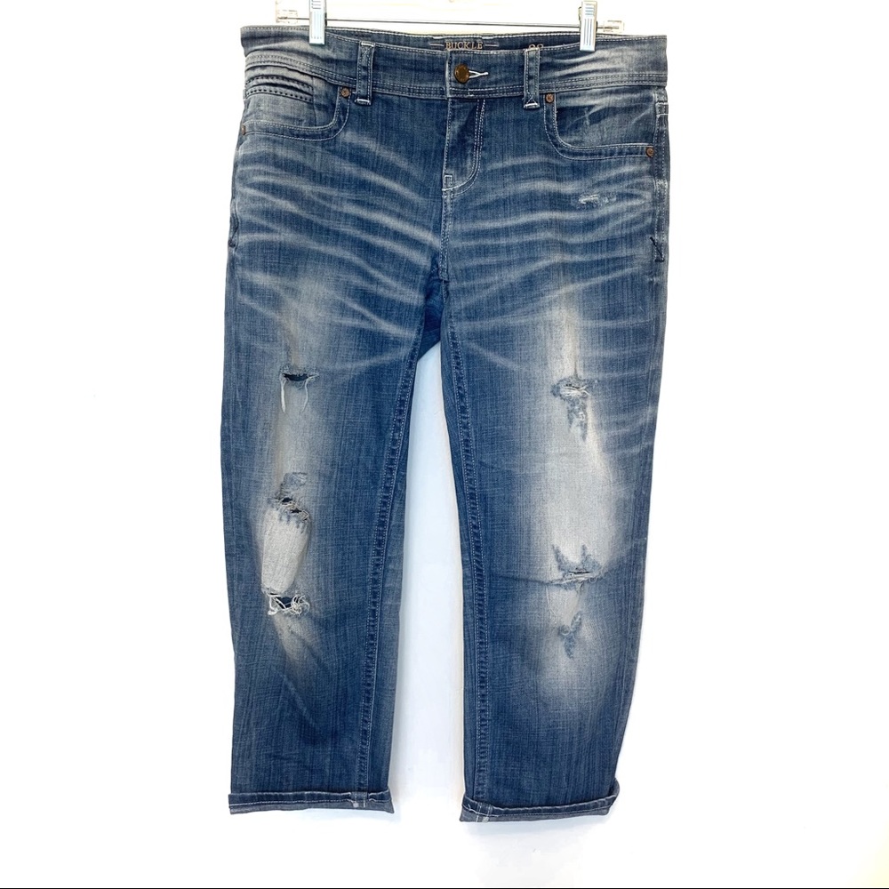 Buckle Fit 256 Cropped Faded Destructed Jeans 28